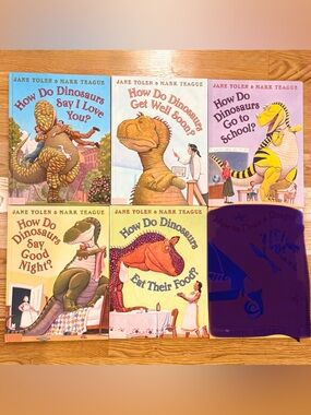 5 Large Hardcover Children’s Books: How Do Dinosaurs Series like new condition